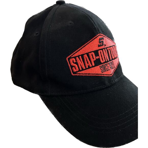 Snap-On Tools Adjustable Strapback Baseball Hat Cap Black Red Wild Impact - Picture 2 of 6